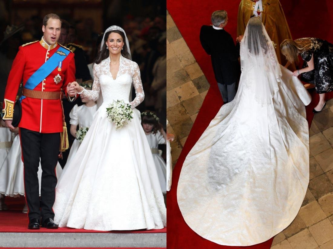 The long sleeve wedding dress, worn by Kate Middleton