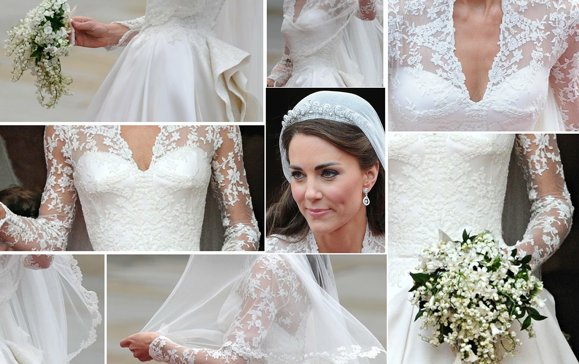 The long sleeve wedding dress, worn by Kate Middleton